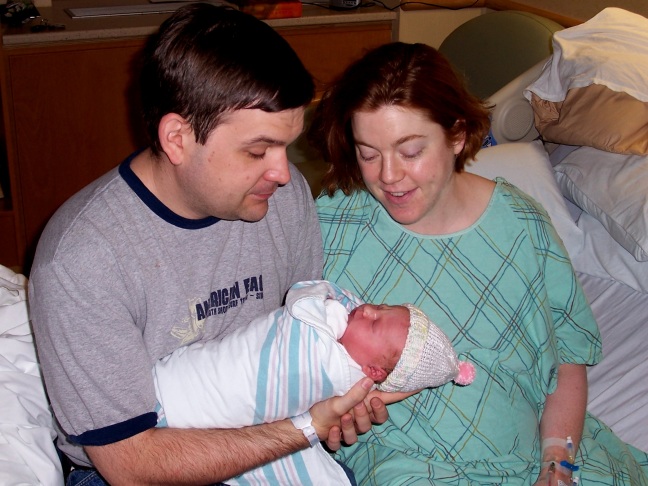 Derek, Rebecca, and Lindsay: first family photo