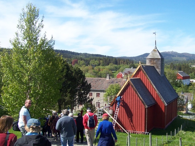 Ancient barn undergoing restoration at Trondelag Folk Museum
