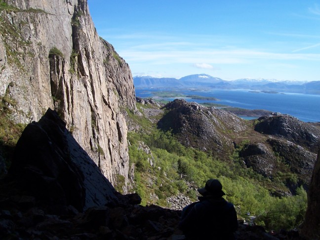 Looking back toward the mainland from the entrance to the hole in Torghatten
