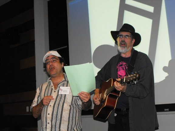 Nathaniel and Tom Neuendorffer regale the crowd with song