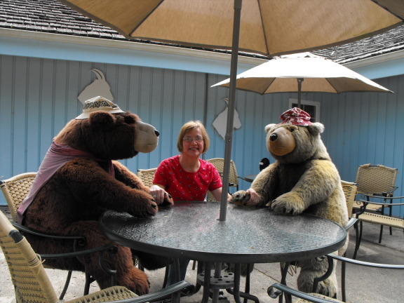  Susan enjoying Tea with Friends on the road to Hoh Rain Forest