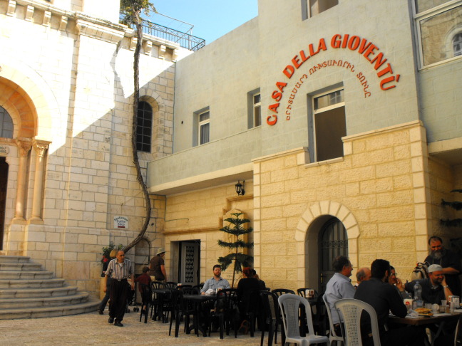  The courtyard outside the Church of the Holy Spasm, Station IV of the Cross, Old City, Jerusalem