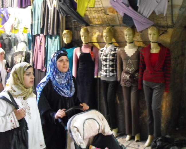  Blond manikins grace a shop catering exclusively to those dark of hair, Old City, Jerusalem