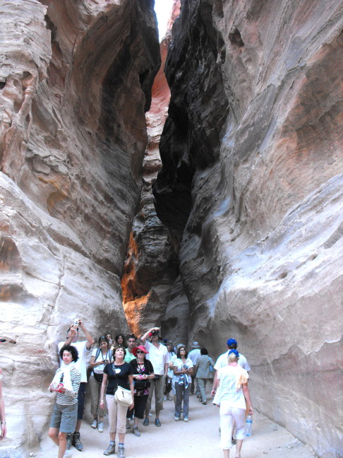  New arrivals pause in wonder at the sight of the treasury, Petra